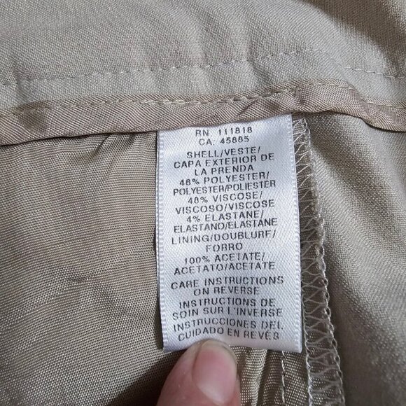 Michael Kors Tan Mid-Rise Flat Front Straight Leg Dress Pants Sz 10 - Picture 7 of 8